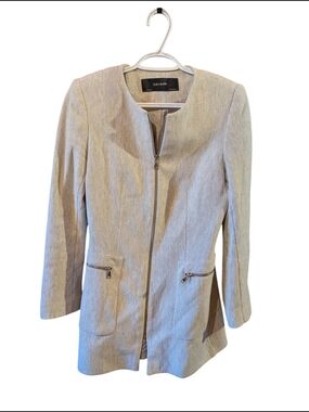 Zara Beige Zip-Front Tailored Jacket